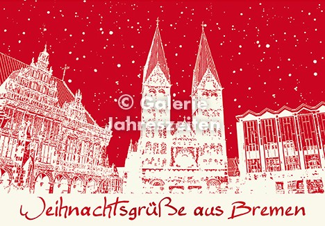 Weihnachtskarte Bremen Marktplatz