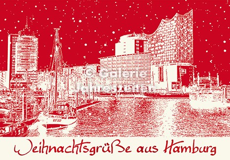 Weihnachtskarte Hamburg HafenCity und Elbphilharmonie