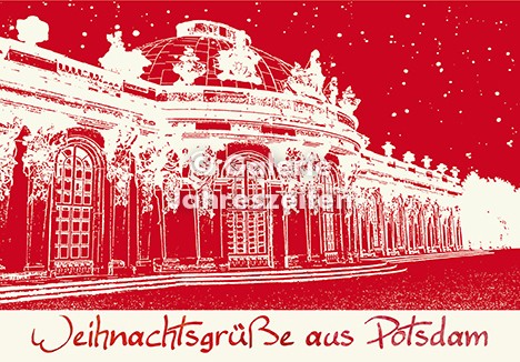Weihnachtskarte Potsdam Schloss Sanssouci