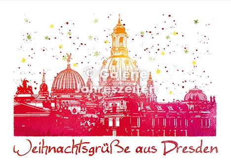 Weihnachtskarte Dresden Altstadt mit Frauenkirche