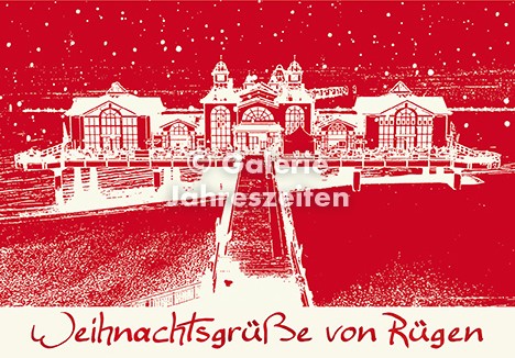 Weihnachtskarte Rügen Sellin Seebrücke