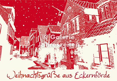 Weihnachtskarte Eckernförde Altstadt